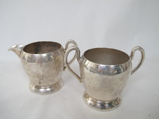 Vintage Academy Silver On Copper Creamer And Sugar Bowl Set
