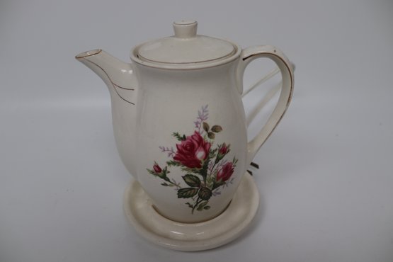 Vintage Floral Electric Ceramic Teapot - Pacific, Japan