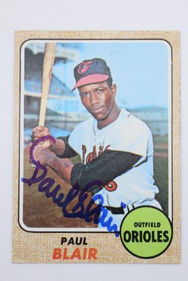 Signed Paul Blair 1968 Topps Baseball Card #135 - Baltimore Orioles