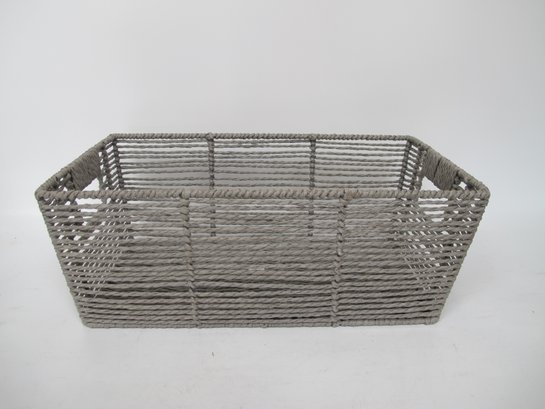 Gray Woven Rectangular Storage Basket