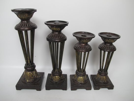 Set Of Four Vintage Metal Candle Holders