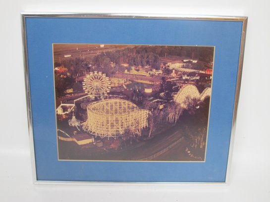 Framed Vintage Amusement Park Aerial Photograph