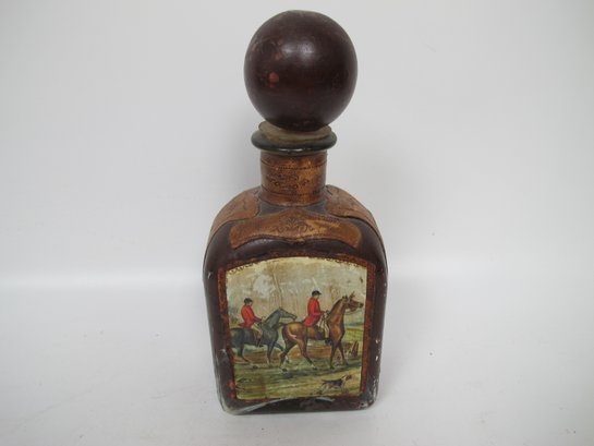 Antique Hand-Painted Decanter With Equestrian Scene