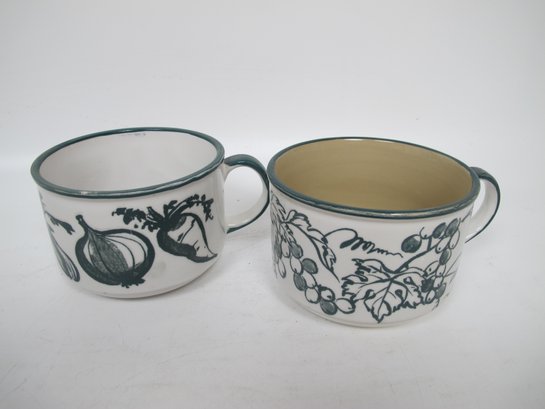 Set Of 2 Vintage Botanical Ceramic Mugs