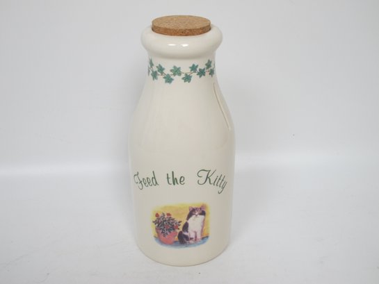 Crock Shop 'Feed The Kitty' Ceramic Jar With Cork Lid