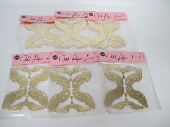 Vintage Gold Paper Lace Angel Wings Set