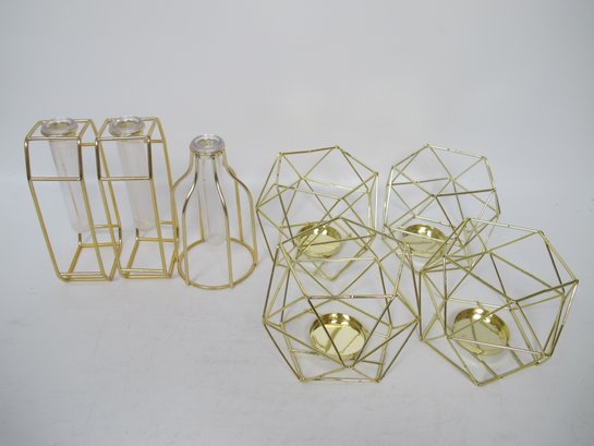 Set Of Modern Gold Geometric Decor Pieces
