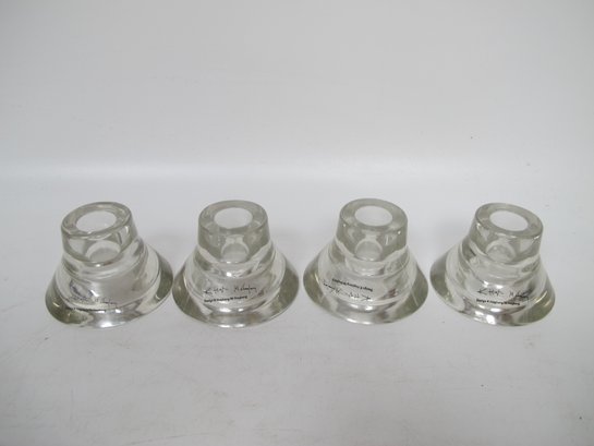 Set Of 4 K Hagberg/M Hagberg Design Clear Glass Candle Holders