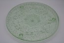 1920s US Glass Company 'Shaggy Daisy' Vaseline Uranium Glass Plate - Radiant Antique Collectible