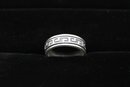 Geometric Sterling Silver Spinner Ring With Greek Key Design, Size 10 - Modern Sophistication