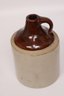 Antique Stoneware Whiskey Jug With Handle - 10.5 Inches - Classic Brown Glaze