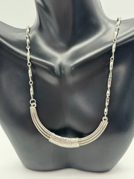 Contemporary Silver-Tone Necklace With Textured Centerpiece  Modern Elegance