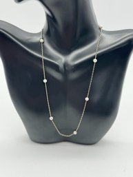 Classic Faux Pearl Station Necklace With Elegant Metal Chain