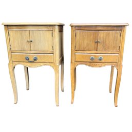 Vintage 1970s French Country Nightstands - A Pair Solid Breech