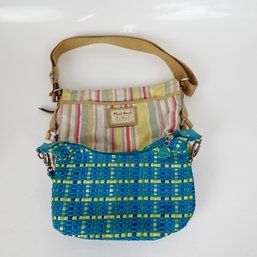 The Sak Vintage Woven Top-Handle Handbag & Fossil Messenger Bag Purse Crossbody Stripes - Boho Chic Duo