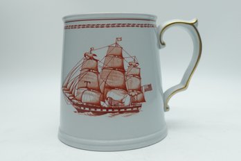 Spode Trade Winds Red Tankard With Gold Trim