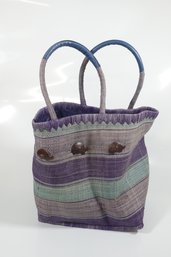 Purple And Teal With Turtles Hand Woven Shoulder Bag