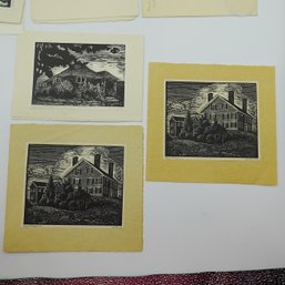 Exclusive A. Squires Woodcut Print Collection With Handwritten Notes  Set Of 3