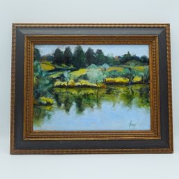 'Blackmer Park On Thanksgiving' - Original Karen Fox Oil On Canvas, Framed Landscape Painting