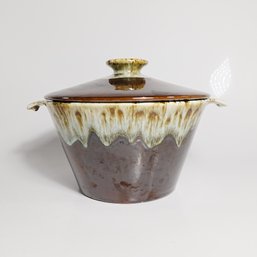 Pour Over Canonsburg Covered Casserole Dish Carefree Ironstone Brown Drip