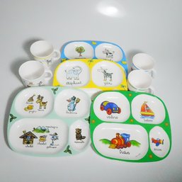 Set Of 4 Kids Plates And Cups Vintage Srithai Superware Melamine