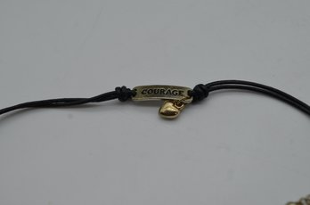 Inspiring 'Courage' Engraved Bracelet With Gold-Tone Heart Charm