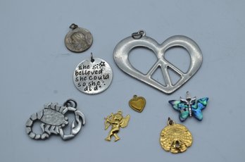 Assorted Vintage Charm Pendant Collection - Lot Of 8 Unique Pieces