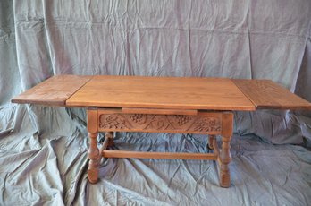 Expandable Vintage Wooden Table With Ornate Carvings  Classic Elegance