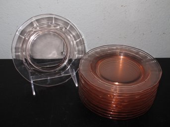 Vintage Pink Depression Glass Plates - Set Of 12