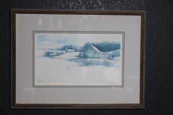 'Down The Road' By J. Hunter - Limited Edition Winter Landscape Watercolor Print 68/650