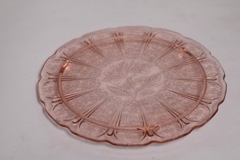 Elegant Pink Depression Glass Footed Cake Plate