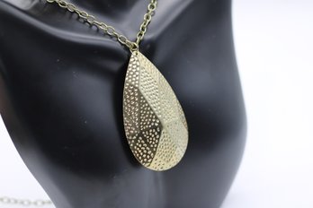 Bold Gold-Tone Filigree Pendant Necklace  Contemporary Statement Jewelry