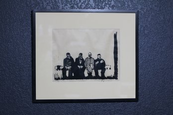 'Men' 1986, Vintage Monochrome Print By Kathleen Moore - Framed Art Collectible