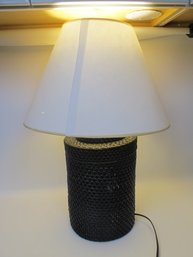 Modern Black Wicker Table Lamp With White Shade - Ideal For Cozy Home And Fall Decor Trends