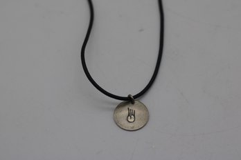 Symbolic Handprint Pendant On Leather Cord - Modern Minimalist Necklace