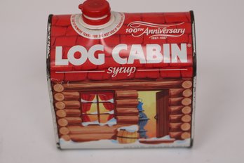 Vintage 100th Anniversary Log Cabin Syrup Tin  1987 Collectors Edition
