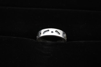 Sleek Sterling Silver Band With Cut-Out Design, Size 10 - A Contemporary Classic