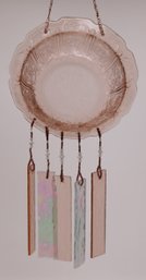 Vintage Pink Depression Glass Wind Chime