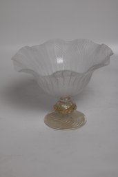Murano Glass Centerpiece With 24K Gold Trim - Italian Art Glass Bowl For Elegant Home Decor