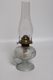 Vintage Zipper Loop Early American Pattern Glass Oil Lamp With Finger Handle