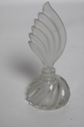 Elegant Vintage Art Deco Glass Perfume Bottle With Frosted Feather Stopper