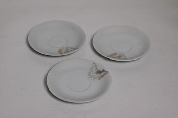 Set Of Three Vintage Royal Leaf Saucers  Minimalist Elegance