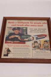 Vintage Gleem Toothpaste Advertisement Framed Print - Mid-20th Century Collectible