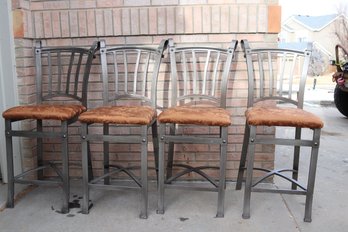 Industrial Style Metal Bar Stools With Copper Fabric - Modern Urban Furniture