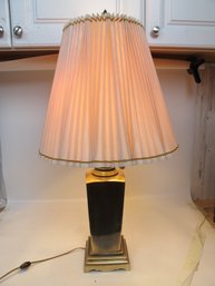 Vintage Brass Table Lamp With Pleated Shade