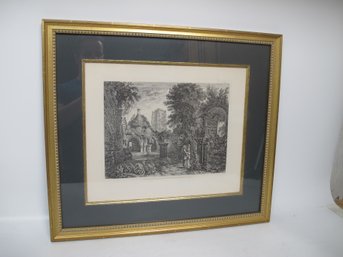 Antiquarian Framed Engraving By George Cuitt - The Abbot's Kitchen & Refectory, Fountains Abbey (1822)