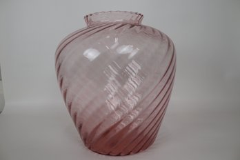 Elegant Cranberry Pink Swirl American Handcrafted Glass Vase