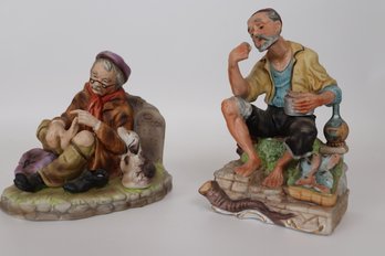 Vintage Lefton Collectible Figurine: Older Man With Dog #XU1473 And #1172