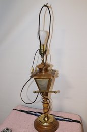 Vintage 31' Tall Lantern Table Lamp On Wood Base