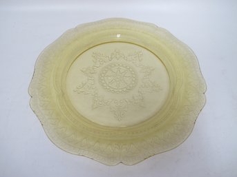 Vintage Yellow Depression Glass Plate - Intricate Design